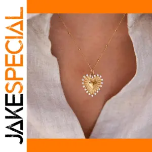 Gold-tone Stainless Steel Heart Necklace JDN0108033