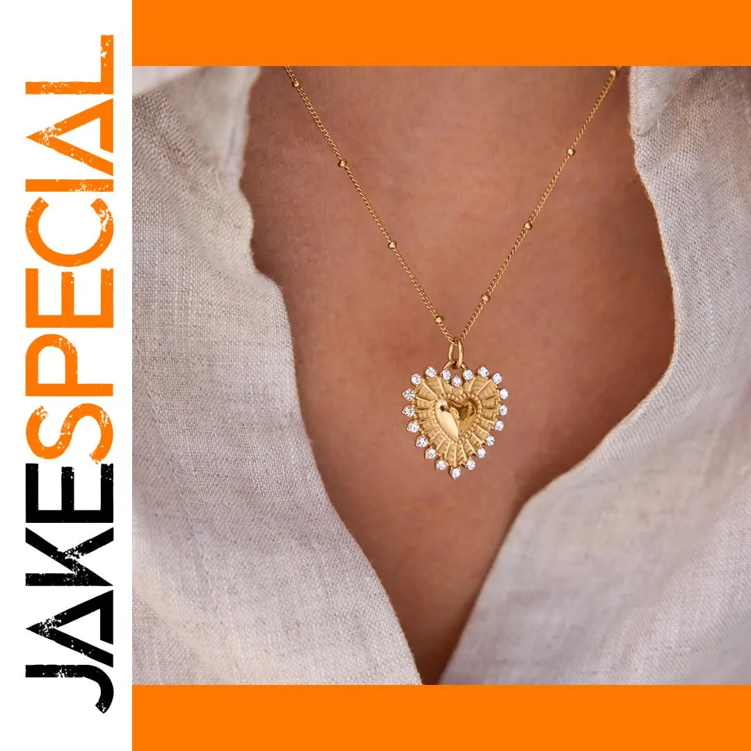 Gold-tone Stainless Steel Heart Necklace JDN0108033 1 Gold-tone Stainless Steel Heart Necklace JDN0108033