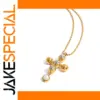 Stainless Steel Gold-Tone Cross Necklace