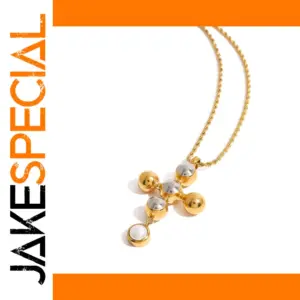 Stainless Steel Gold-Tone Cross Necklace