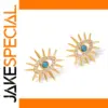 Eye-Shaped Stainless Steel Earrings with Rhinestones