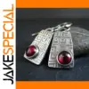 Vintage Zinc Alloy Drop Earrings with Red Gem