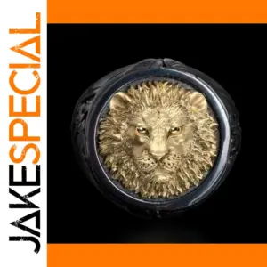 Bold Men's Lion Cocktail Ring in Black and Gold