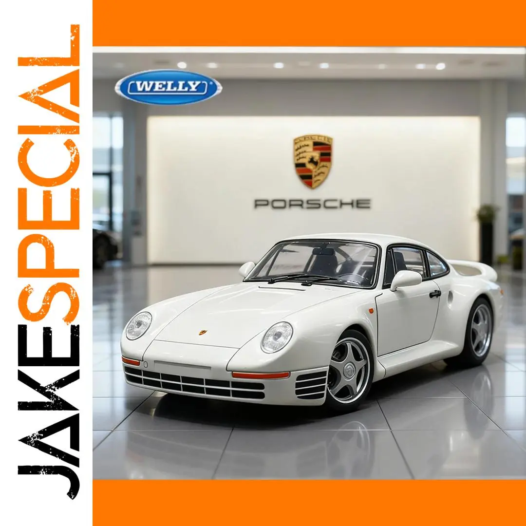 White Porsche 959 Diecast Model 1:24 Scale 1 White Porsche 959 Diecast Model 1:24 Scale