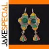 Vintage Silver & Enamel Drop Earrings