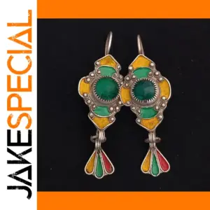 Vintage Silver & Enamel Drop Earrings