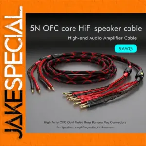 Premium Red and Black 9 AWG Speaker Cables Set