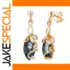 Elegant Gold Drop Earrings with Iridescent Stones