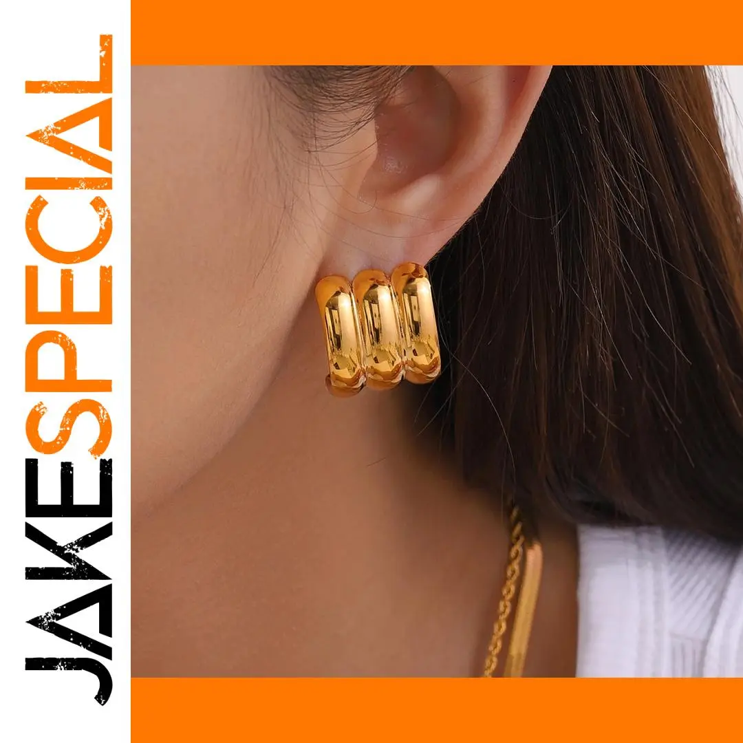 Gold-Tone Stainless Steel Earrings JDE2403015 1 Gold-Tone Stainless Steel Earrings JDE2403015