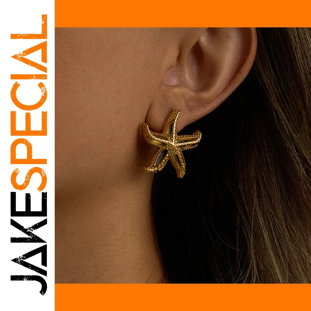 Stainless Steel Gold Starfish Earrings 1 Stainless Steel Gold Starfish Earrings