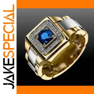 Men's Geometric Blue Zircon Cocktail Ring