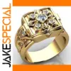 Vintage Gold Men's Square Flower Ring