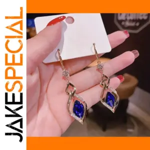 Gold and Blue Zircon Drop Earrings