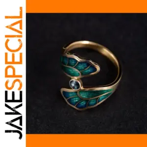 Vintage Geometric Cocktail Ring with Enamel Accents