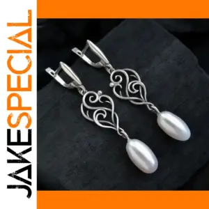 Vintage Drop Earrings with Imitation Pearls