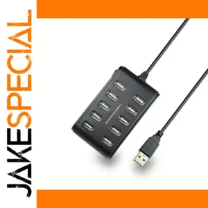 Black USB 2.0 Hub with 10 Ports