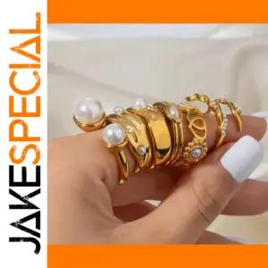 Stainless Steel Pearl Stackable Ring Collection