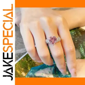 Heart-Shaped Silver Ring with Pink Zircon