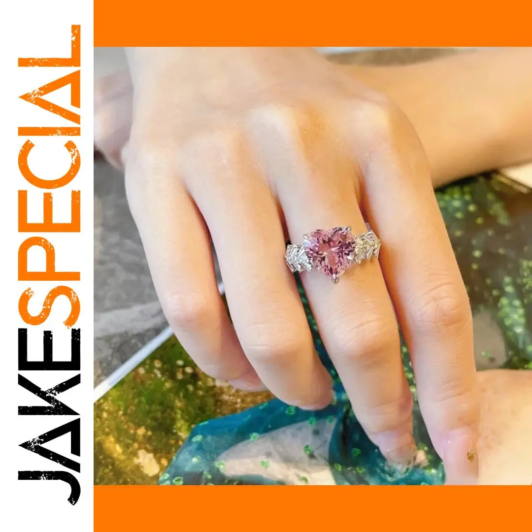 Heart-Shaped Silver Ring with Pink Zircon 1 Heart-Shaped Silver Ring with Pink Zircon