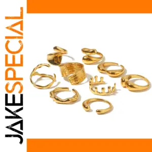 Gold-Textured Stainless Steel Adjustable Ring