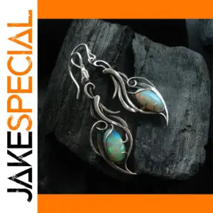 Oval Green Stone Drop Earrings in Silver and Gold
