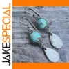 Vintage-Style Silver Drop Earrings with Turquoise