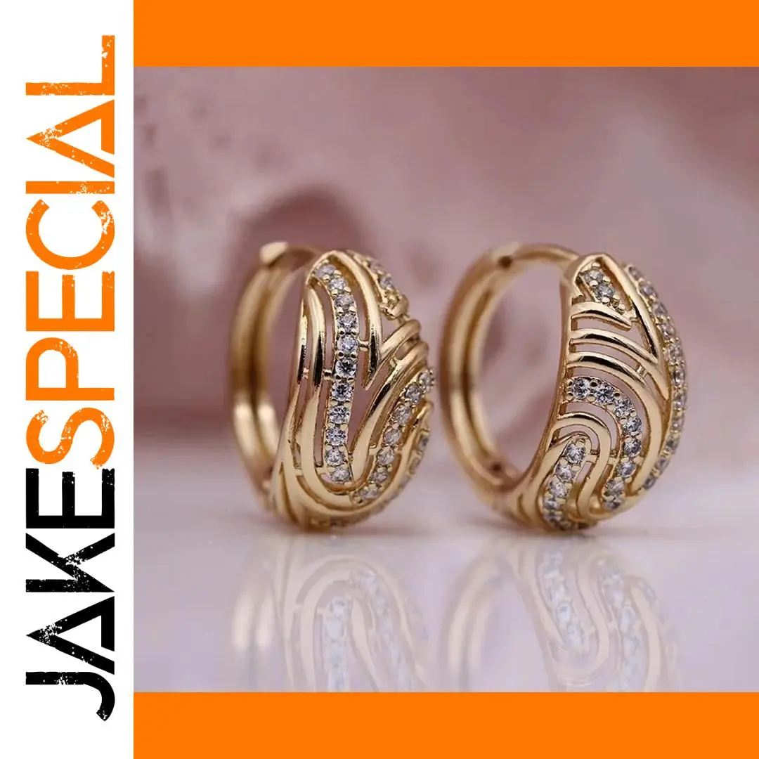 Gold Hoop Earrings with Zircon Stones 1 Gold Hoop Earrings with Zircon Stones