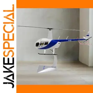 White and Blue R44 Helicopter Model Display