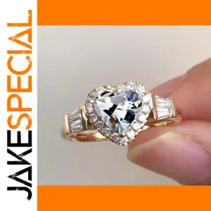 Gold Heart Ring with Zircon Accents