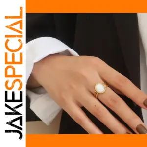 Stainless Steel Gold Women's Elliptical Ring