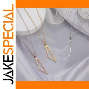 Minimalist Map Pendant Necklace in Stainless Steel