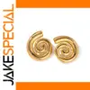 Stainless Steel Gold Spiral Earrings
