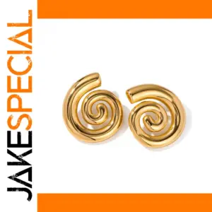 Stainless Steel Gold Spiral Earrings