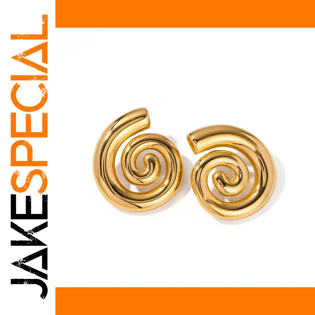 Stainless Steel Gold Spiral Earrings 1 Stainless Steel Gold Spiral Earrings