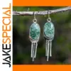Vintage Silver Green Stone Dangle Earrings