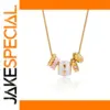 Gold Bead Necklace with Colorful Pendant