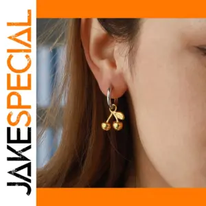 Silver and Gold Stainless Steel Cherry Earrings