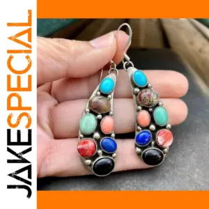 Vintage Waterdrop Earrings with Colorful Inlay