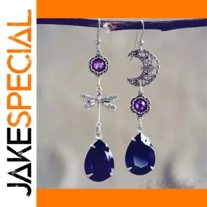 Vintage Silver Waterdrop Earrings with Gemstones