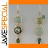 Vintage Drop Earrings Set with Green Stones