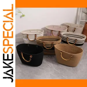 Cotton Woven Summer Handbag with Bamboo Handle