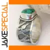 Vintage Silver-Color Ring with Turquoise Zircon