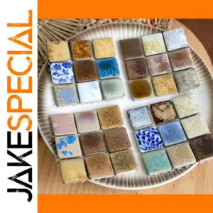 Handmade Ceramic Mosaic Tile with Glass Leaf Shape