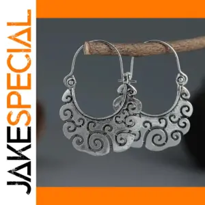 Vintage Silver Finish Flower Earring Set