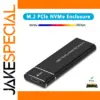 Black Aluminum NVMe SSD Enclosure 10Gbps USB 3.1