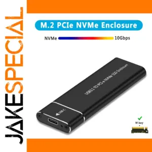 Black Aluminum NVMe SSD Enclosure 10Gbps USB 3.1