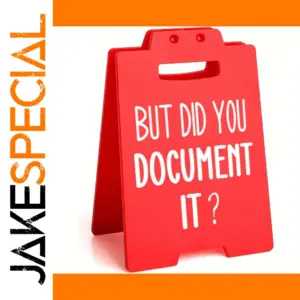 Red Office Desk Sign with Humorous Message