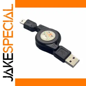 Retractable USB A to Mini B Cable 80cm