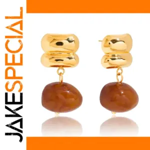 Vintage Resin Drop Earrings with Stainless Steel