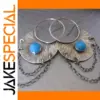 Vintage Moon Blue Stone Earrings for Women